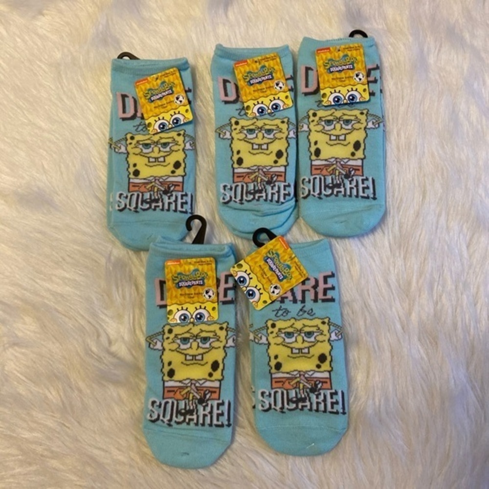 Nickelodeon SpongeBob SquarePants Socks Womens Shoe Size 4-10 Bundle Lot Of 5